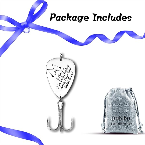 Dabihu 5 Years Anniversary Fishing Lure Gift for Him Her Perfect for Men Husband Boyfriend 5th Couple Anniversary Wedding Valentine's Day Birthday - View 8 of 8