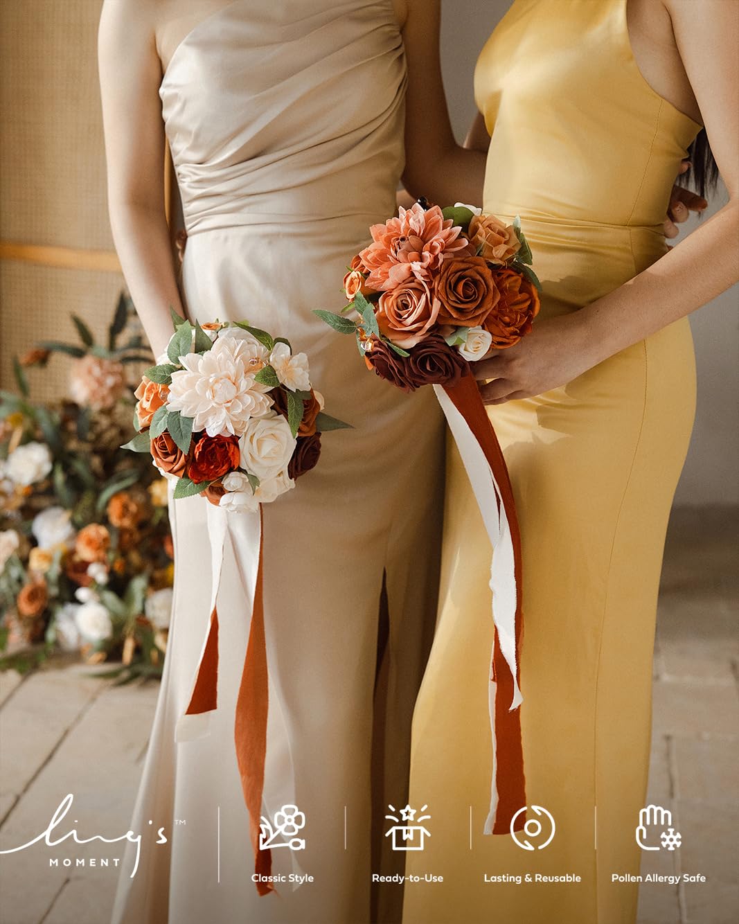 Ling's moment Ling's Moment Artificial Flowers Fake Silk Dahlia Faux Foam Roses Combo for DIY Wedding Bouquets Centerpieces Arrangements Bridal Shower Party Home - View 6 of 9