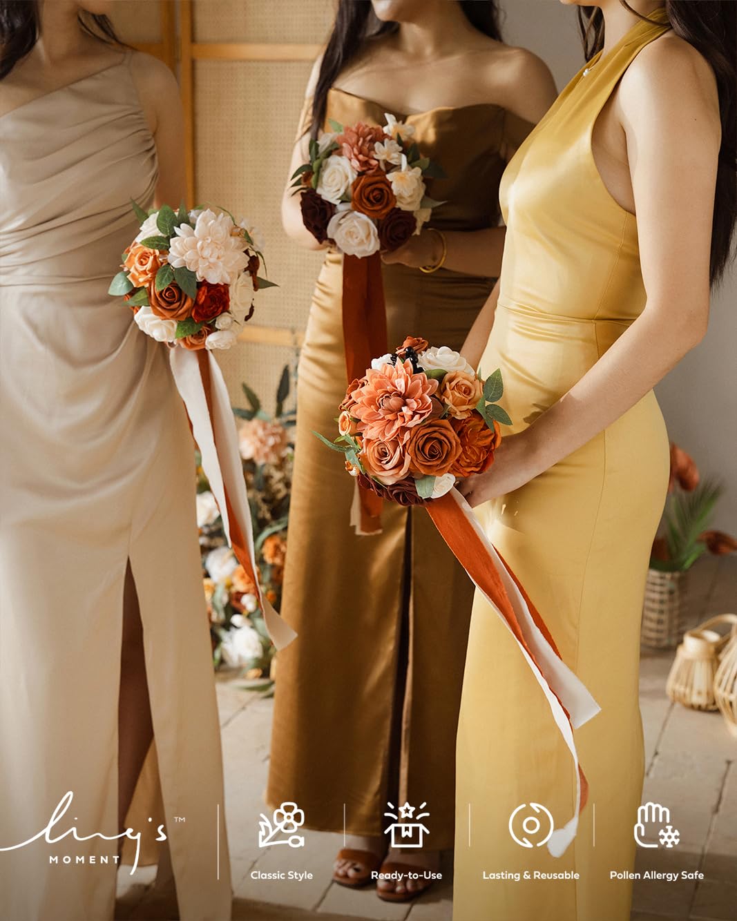 Ling's moment Ling's Moment Artificial Flowers Fake Silk Dahlia Faux Foam Roses Combo for DIY Wedding Bouquets Centerpieces Arrangements Bridal Shower Party Home - View 7 of 9