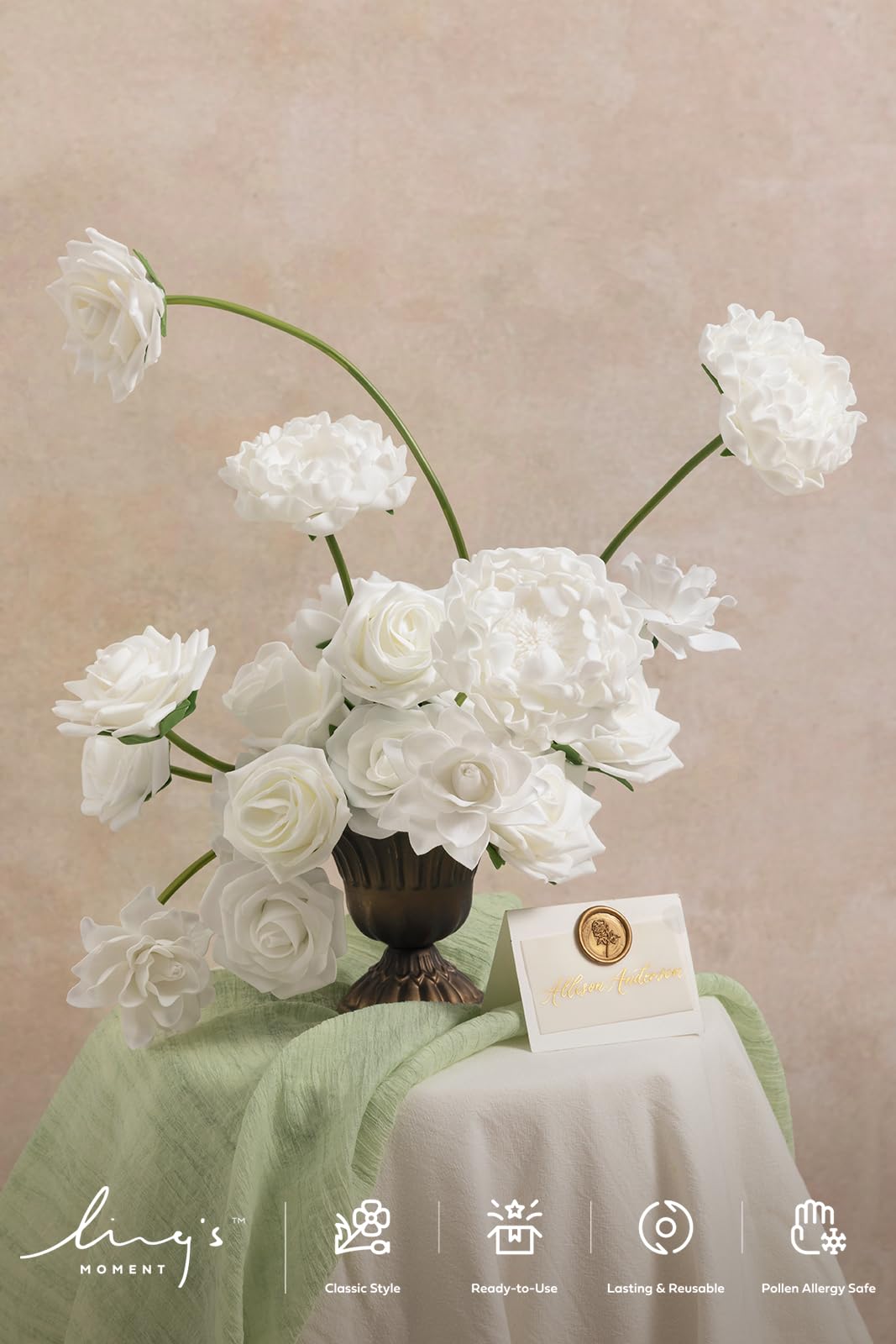 Ling's moment Ling's Moment Artificial Flowers Fake Roses Faux Peony Foam Gardenia Combo for DIY Wedding Bouquets Centerpieces Arrangements Bridal Shower Party - View 2 of 5