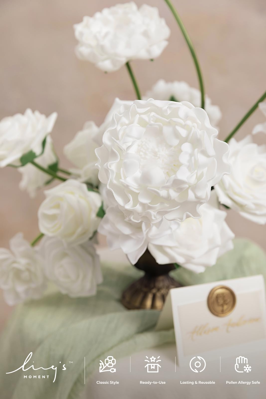 Ling's moment Ling's Moment Artificial Flowers Fake Roses Faux Peony Foam Gardenia Combo for DIY Wedding Bouquets Centerpieces Arrangements Bridal Shower Party - View 3 of 5