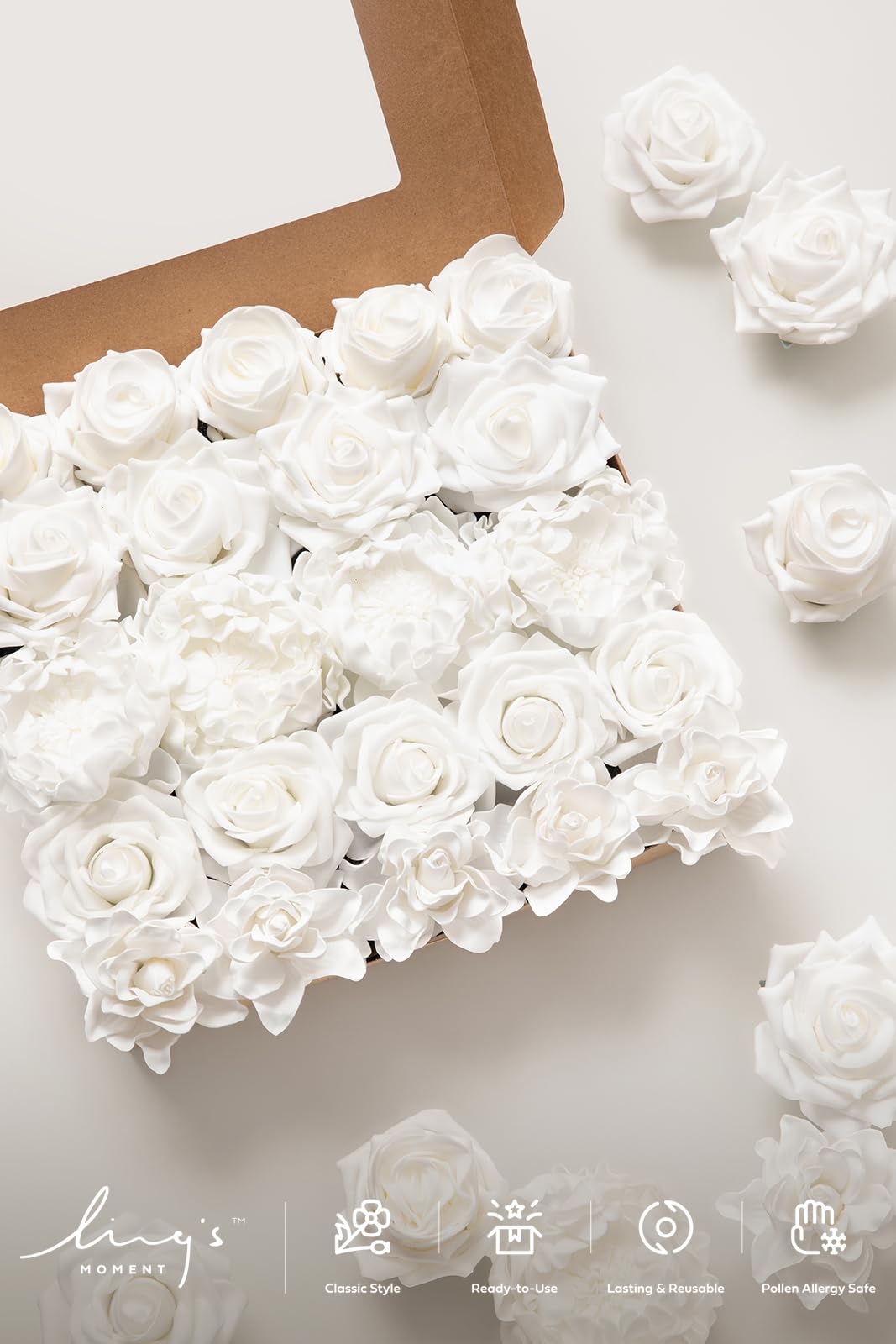 Ling's moment Ling's Moment Artificial Flowers Fake Roses Faux Peony Foam Gardenia Combo for DIY Wedding Bouquets Centerpieces Arrangements Bridal Shower Party - View 4 of 5