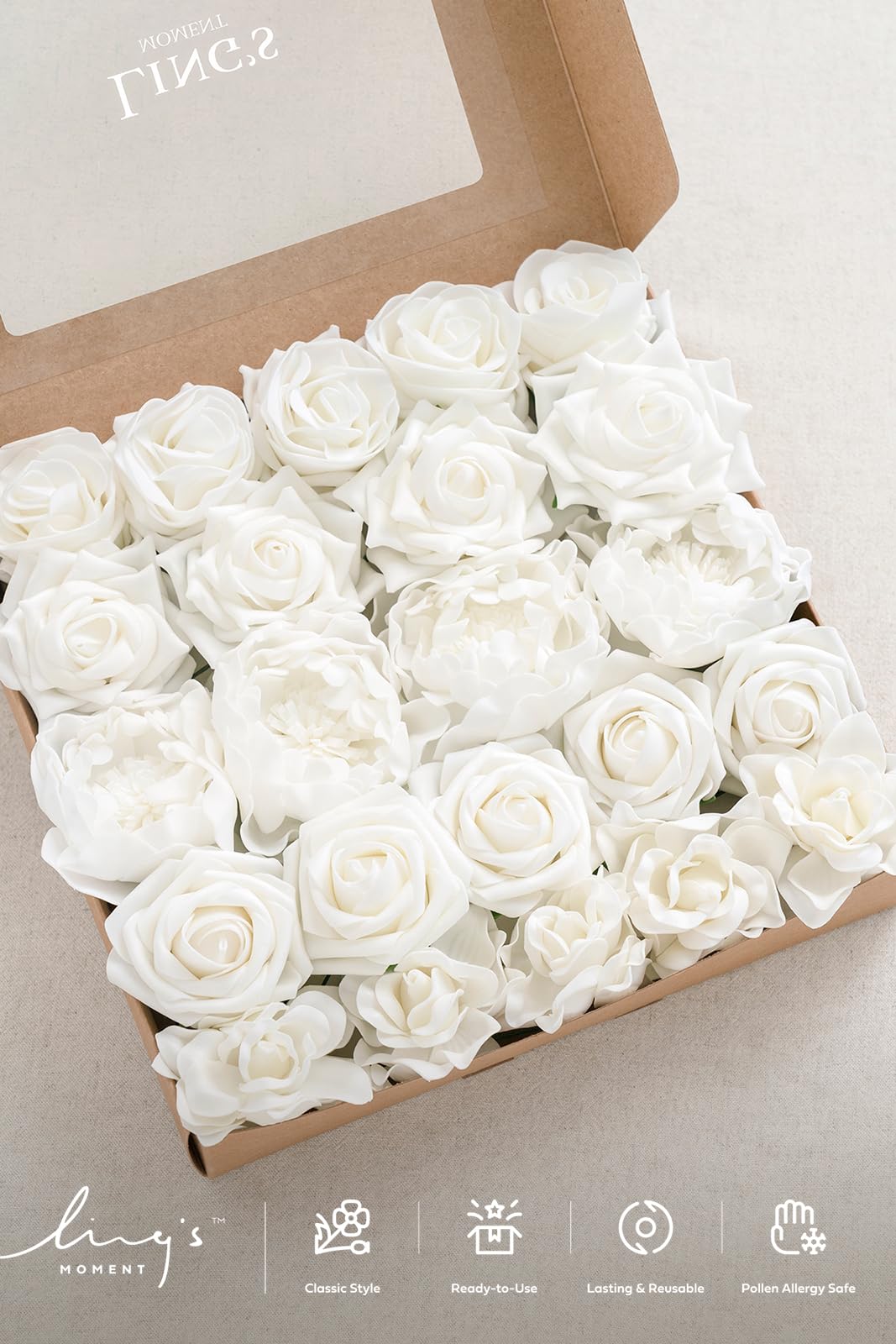Ling's moment Ling's Moment Artificial Flowers Fake Roses Faux Peony Foam Gardenia Combo for DIY Wedding Bouquets Centerpieces Arrangements Bridal Shower Party - View 5 of 5