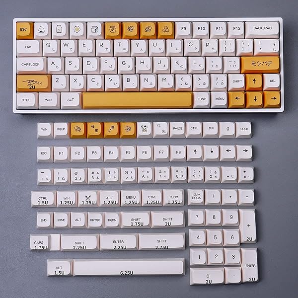 Sumgsn PBT Dye-Sub Honey Milk Keycaps Set 138 Keys XDA Profile for Mechanical Keyboards Cherry MX Switches - View 6 of 10