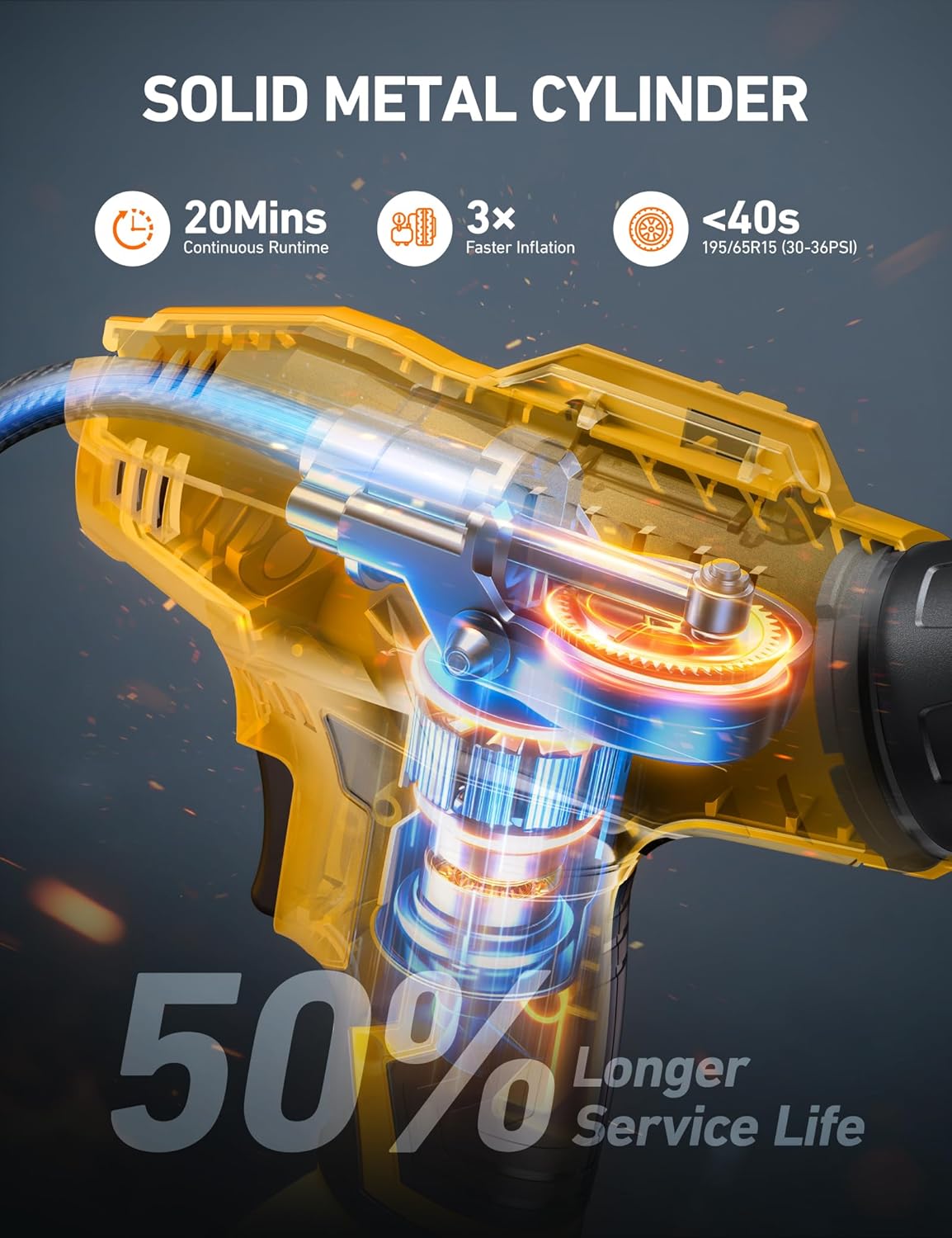 AstroAI AstroAI Cordless Tire Inflator Air Compressor 20V Rechargeable Battery Powered 160PSI Portable Air Pump with 12V Car Power Adapter Digital Pressure - View 2 of 9