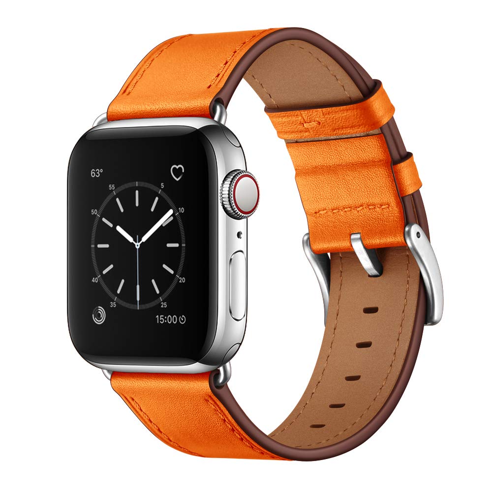 OUHENG OUHENG Leather Bands Compatible with Apple Watch Band 49mm 46mm 45mm 44mm 42mm, Genuine Leather Replacement Strap for iWatch Series 11 10 9 8 7 6 5 4 - View 8 of 9