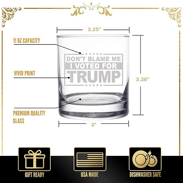 DU VINO Funny Whiskey Glass I Voted for Trump 11oz Gift for Dad Mom GOP Conservative Political Collector USA Made - View 4 of 8