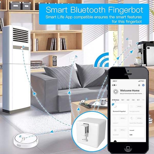 Gaoducash Fingerbot Smart Switch Button Pusher Bluetooth Control Timer No Wiring White for Easy Home Automation - View 4 of 7