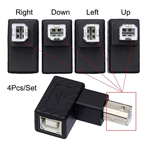cablecc Cablecc 4Pcs USB 2.0 B Type Male to Female Extension Adapter 90 Degree for Disk Scanner Horizontal Vertical Angled - View 7 of 8