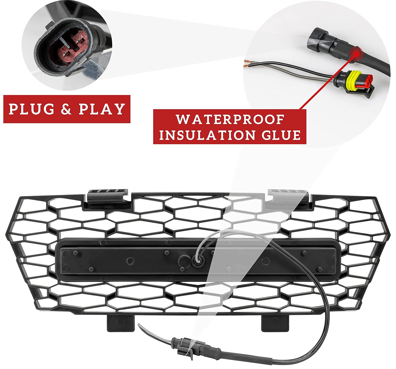 SAUTVS SAUTVS Mesh Grille with LED Spotlight for Polaris General 1000 XP 1000 4 2016-2025 Accessories, Front Mesh Grill with LED Light Bar - View 5 of 7