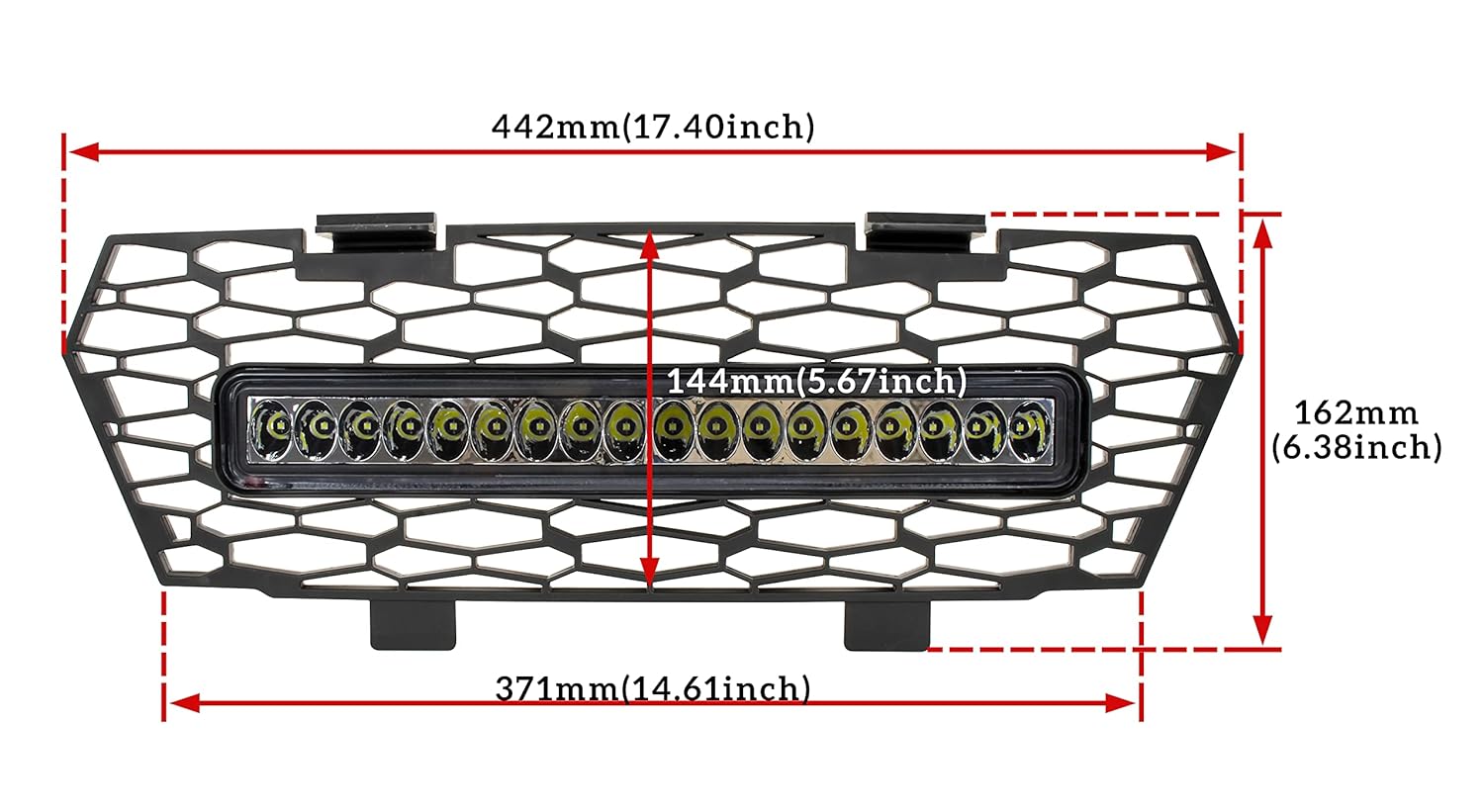 SAUTVS SAUTVS Mesh Grille with LED Spotlight for Polaris General 1000 XP 1000 4 2016-2025 Accessories, Front Mesh Grill with LED Light Bar - View 6 of 7