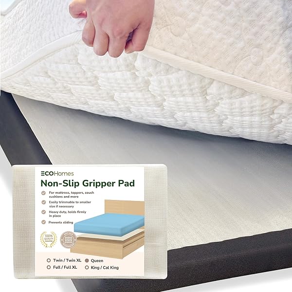 ECOHomes Non-Slip Mattress Gripper Pad for Queen Beds - Prevent Sliding & Keep Mattress Topper in Place