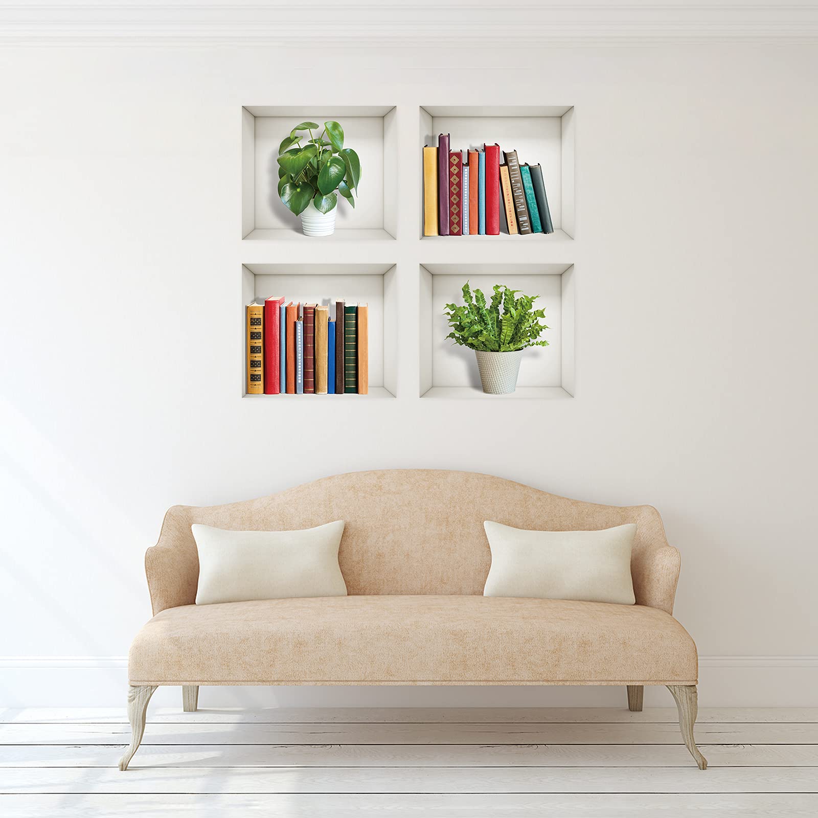 Outus Outus 3D Plants Wall Decals, Removable Wall Stickers, 4 Sheets,Green, Plants, Retro, Vinyl, Wall Decor for Office, Home, Living Room, Bedroom(Set of - View 4 of 7