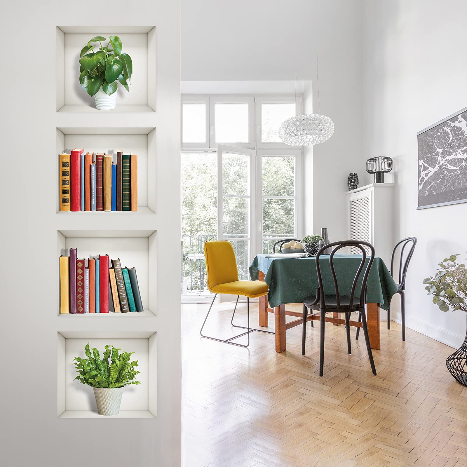 Outus Outus 3D Plants Wall Decals, Removable Wall Stickers, 4 Sheets,Green, Plants, Retro, Vinyl, Wall Decor for Office, Home, Living Room, Bedroom(Set of - View 5 of 7