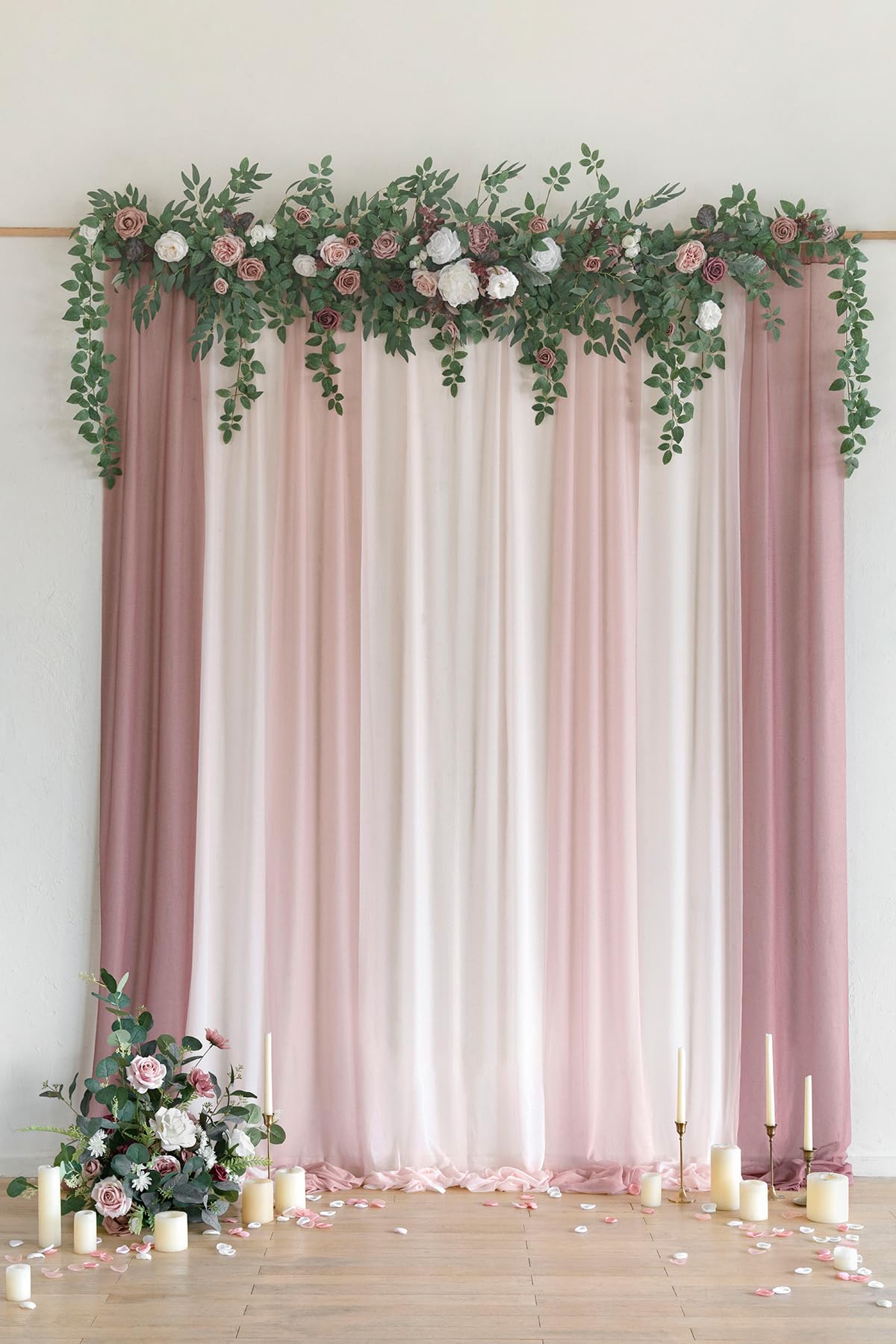 Ling's moment Ling's Moment 6.5FT Backdrop Floral Garland, Spring Artificial Wedding Arch Flowers Pink Decor, Blush Ceremony Reception Hanging Dusty Rose Arbor - View 2 of 7