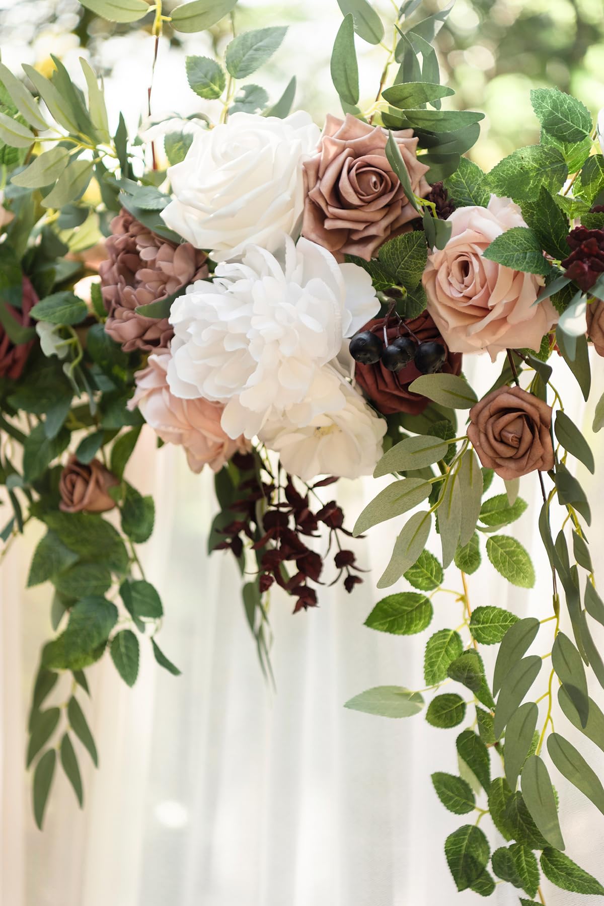 Ling's moment Ling's Moment 6.5FT Backdrop Floral Garland, Spring Artificial Wedding Arch Flowers Pink Decor, Blush Ceremony Reception Hanging Dusty Rose Arbor - View 3 of 7