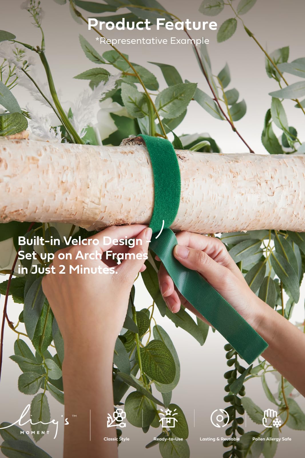 Ling's moment Ling's Moment 6.5FT Backdrop Floral Garland, Spring Artificial Wedding Arch Flowers Pink Decor, Blush Ceremony Reception Hanging Dusty Rose Arbor - View 5 of 7