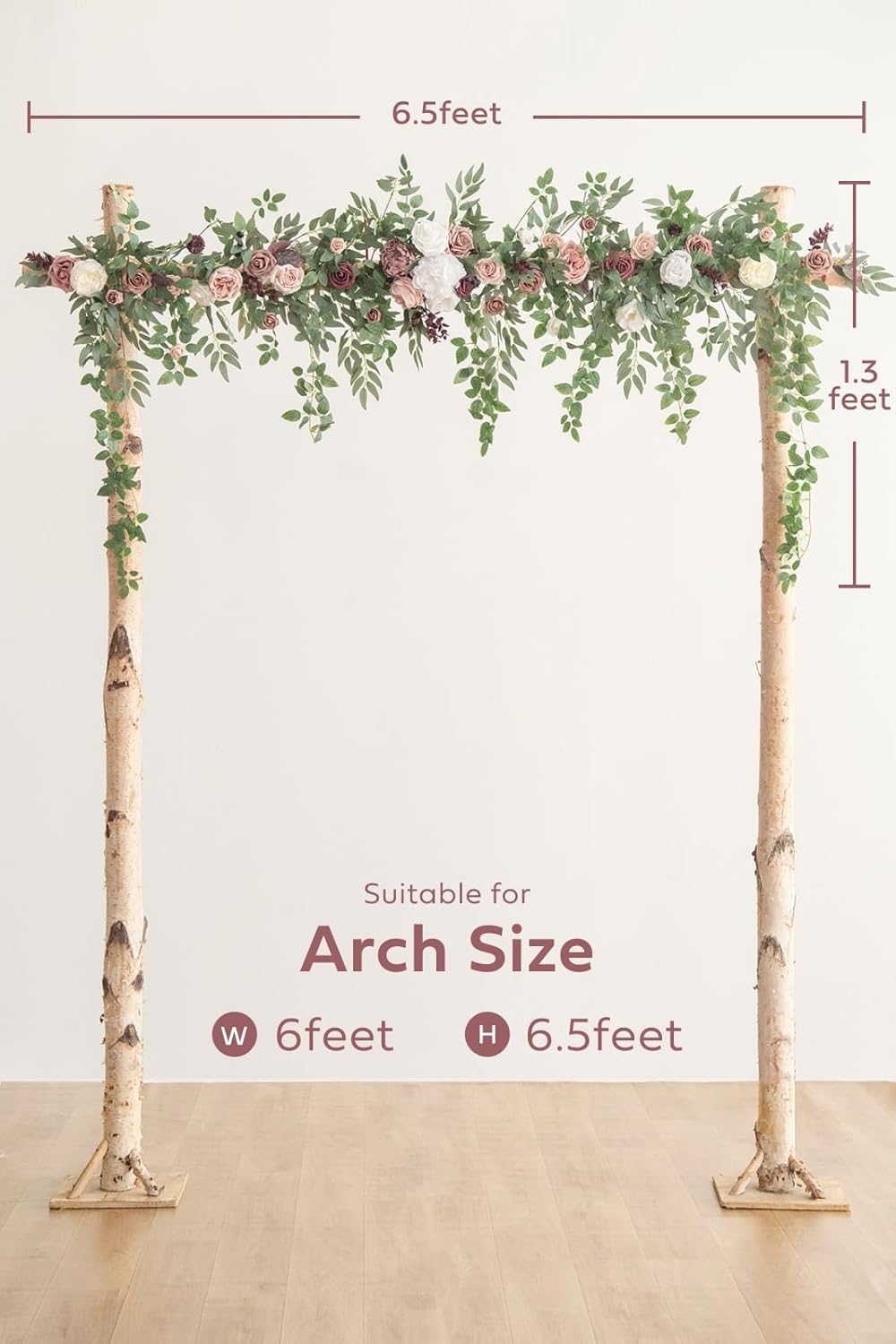 Ling's moment Ling's Moment 6.5FT Backdrop Floral Garland, Spring Artificial Wedding Arch Flowers Pink Decor, Blush Ceremony Reception Hanging Dusty Rose Arbor - View 6 of 7