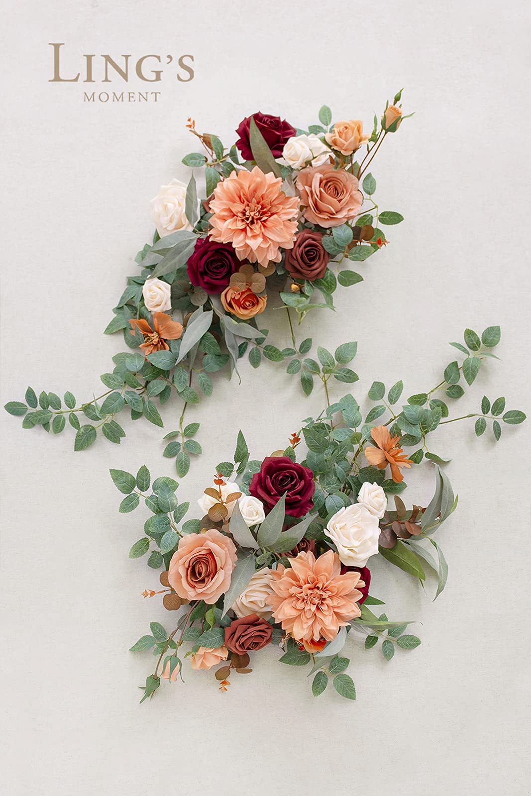 Ling's moment Ling's moment 2Pcs Terracotta Artificial Flower Garland Floral Swags Centerpieces Burnt Orange Wedding Arch Flower Greenery Arrangements for - View 4 of 5