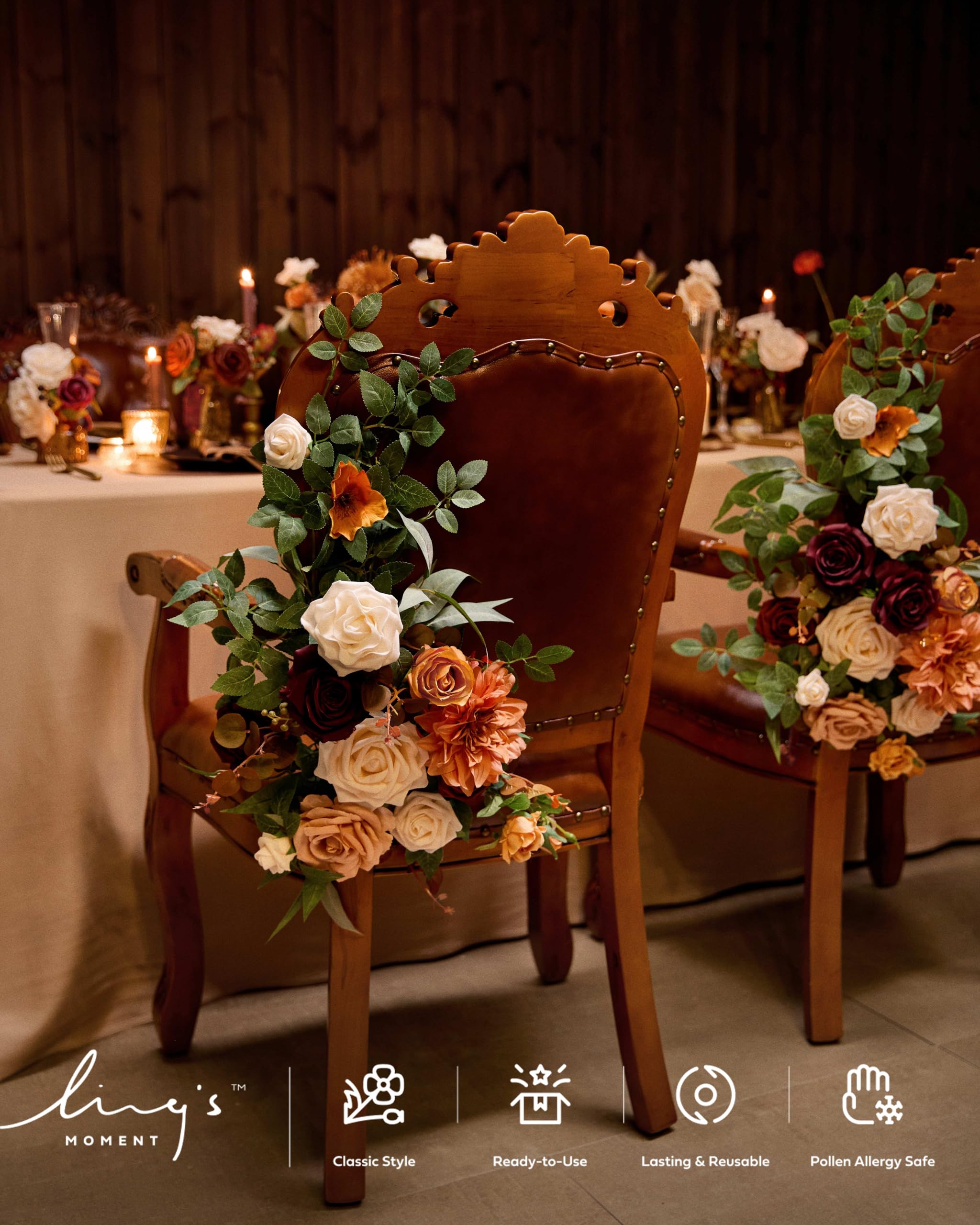 Ling's moment Ling's moment 2Pcs Terracotta Artificial Flower Garland Floral Swags Centerpieces Burnt Orange Wedding Arch Flower Greenery Arrangements for - View 5 of 5