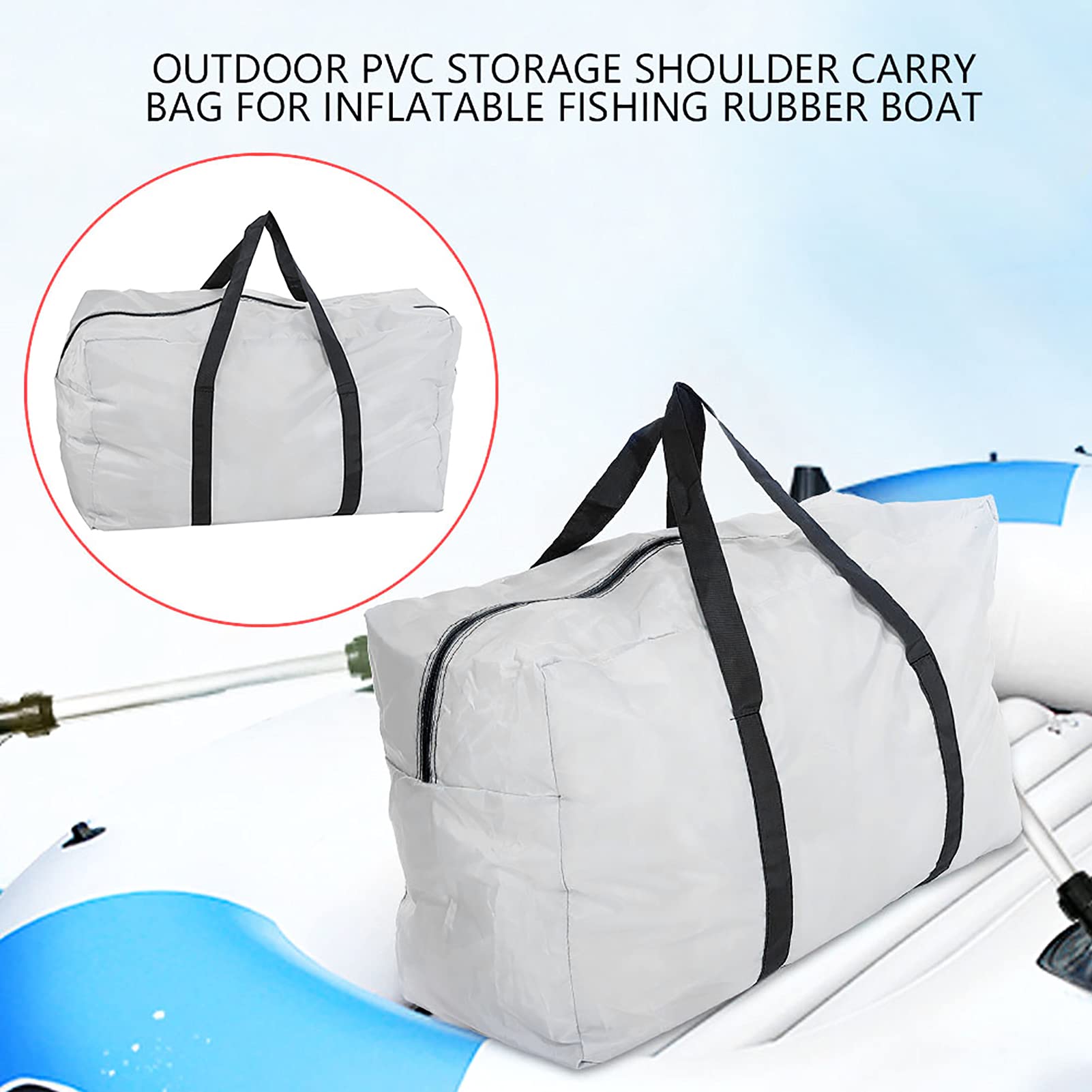 VGEBY VGEBY Inflatable Kayak Boat Bag, Large Foldable Storage Carry Bag for Kayak Boat Canoeing Sea Fishing Rafting Swimming Camping (Gray) - View 3 of 9