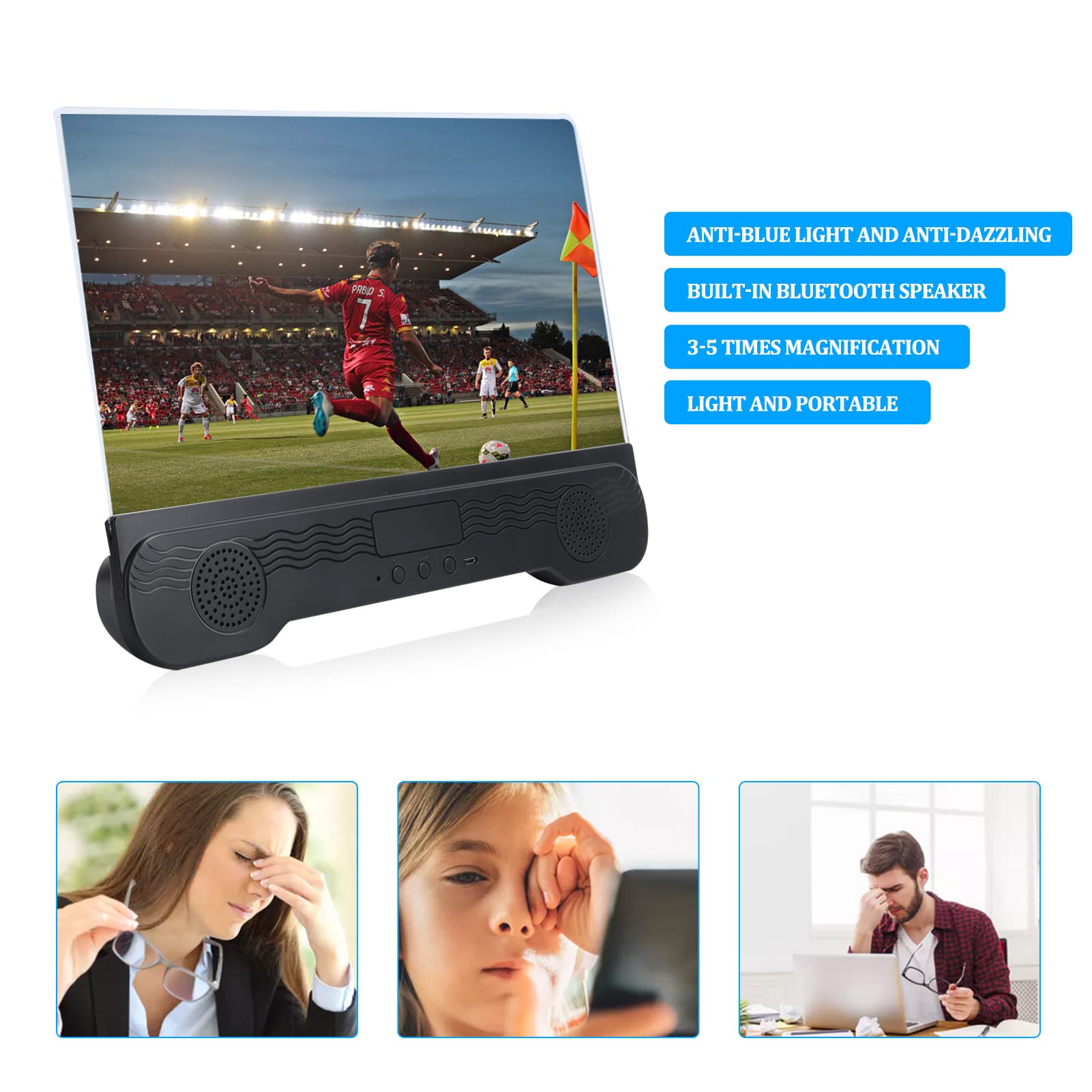 EBTOOLS 14 Inch Phone Screen Magnifier, HD Mobile Phone Screen Amplifier with Bluetooth Speaker, Desktop Portable Phone Enlarger - View 5 of 9