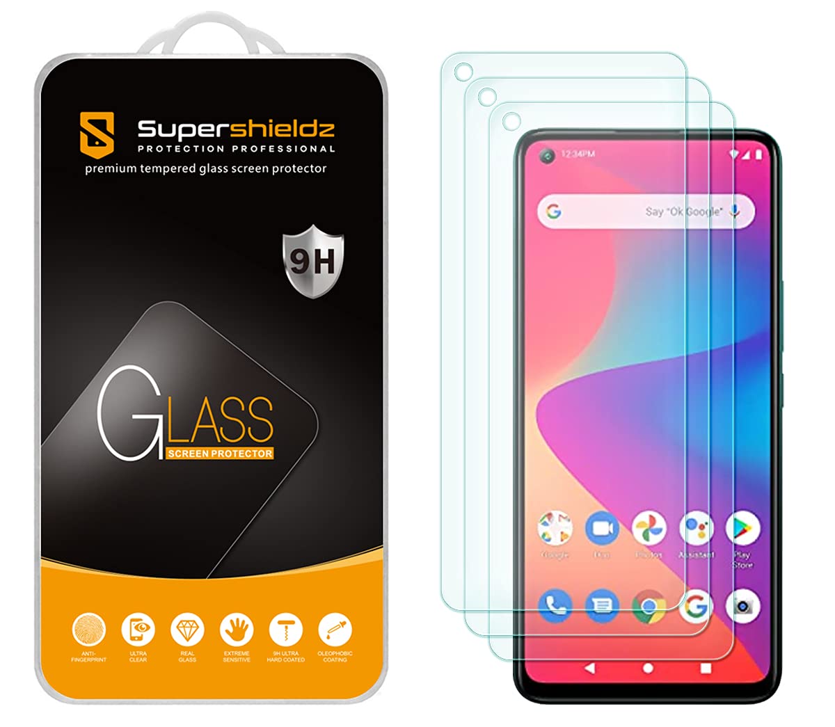 Supershieldz (3 Pack) Designed for BLU V91 Tempered Glass Screen Protector, Anti Scratch, Bubble Free