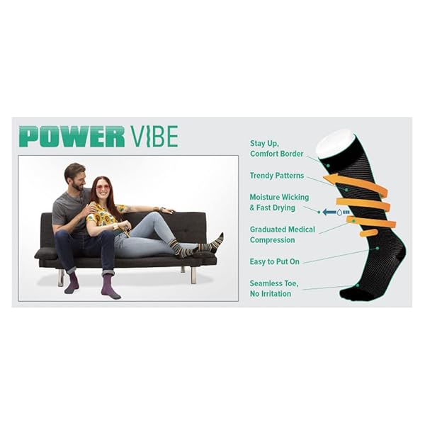 Juzo Juzo Power Vibe Compression Socks 15-20 mmHg Groovy Zebra Medium for Men and Women - View 3 of 5