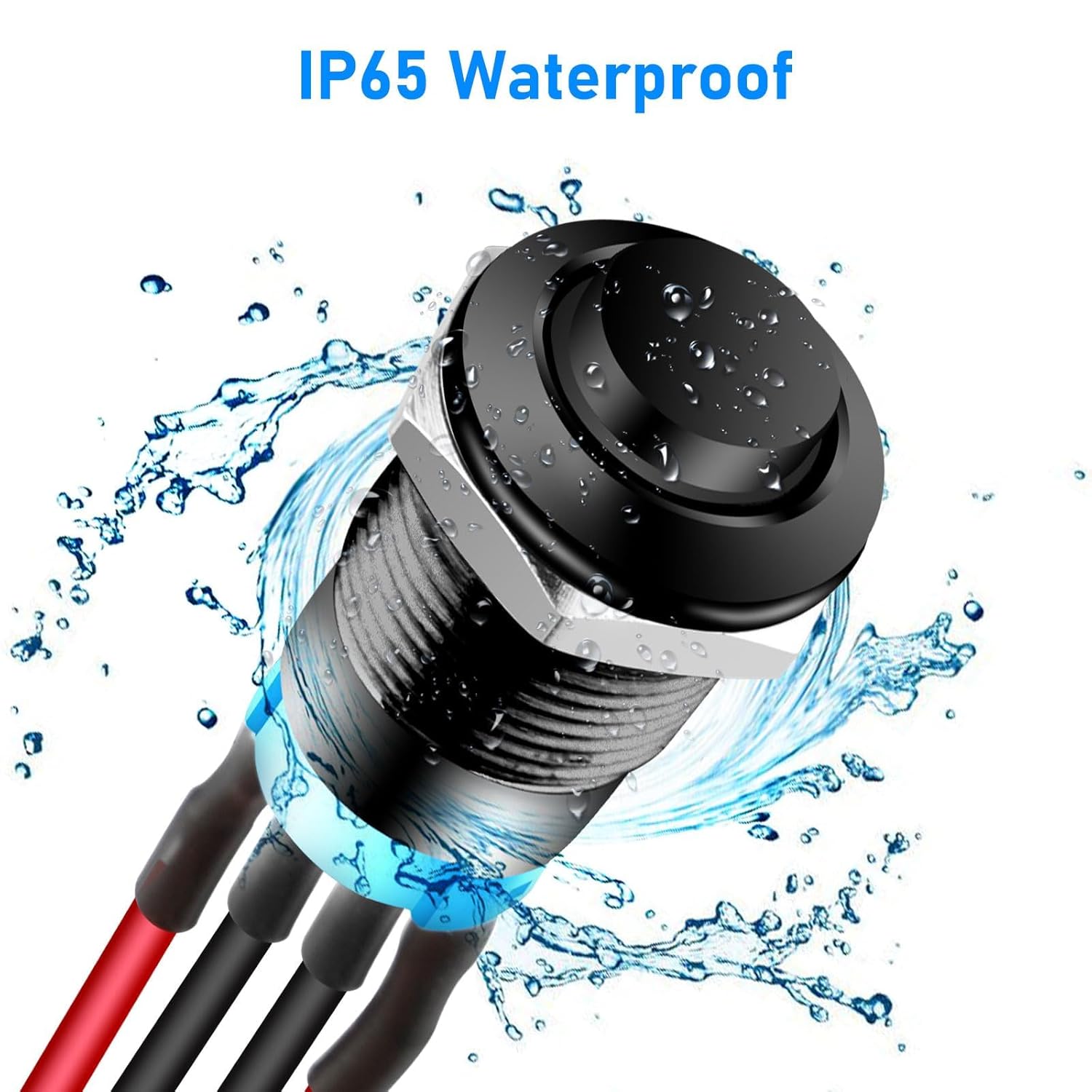 Linkstyle Linkstyle 5Pcs 12mm Latching Push Button Switch, Waterproof SPDT ON Off Self-Locking Switch Metal with Pre-Wired and LED for Boat Car - View 5 of 7