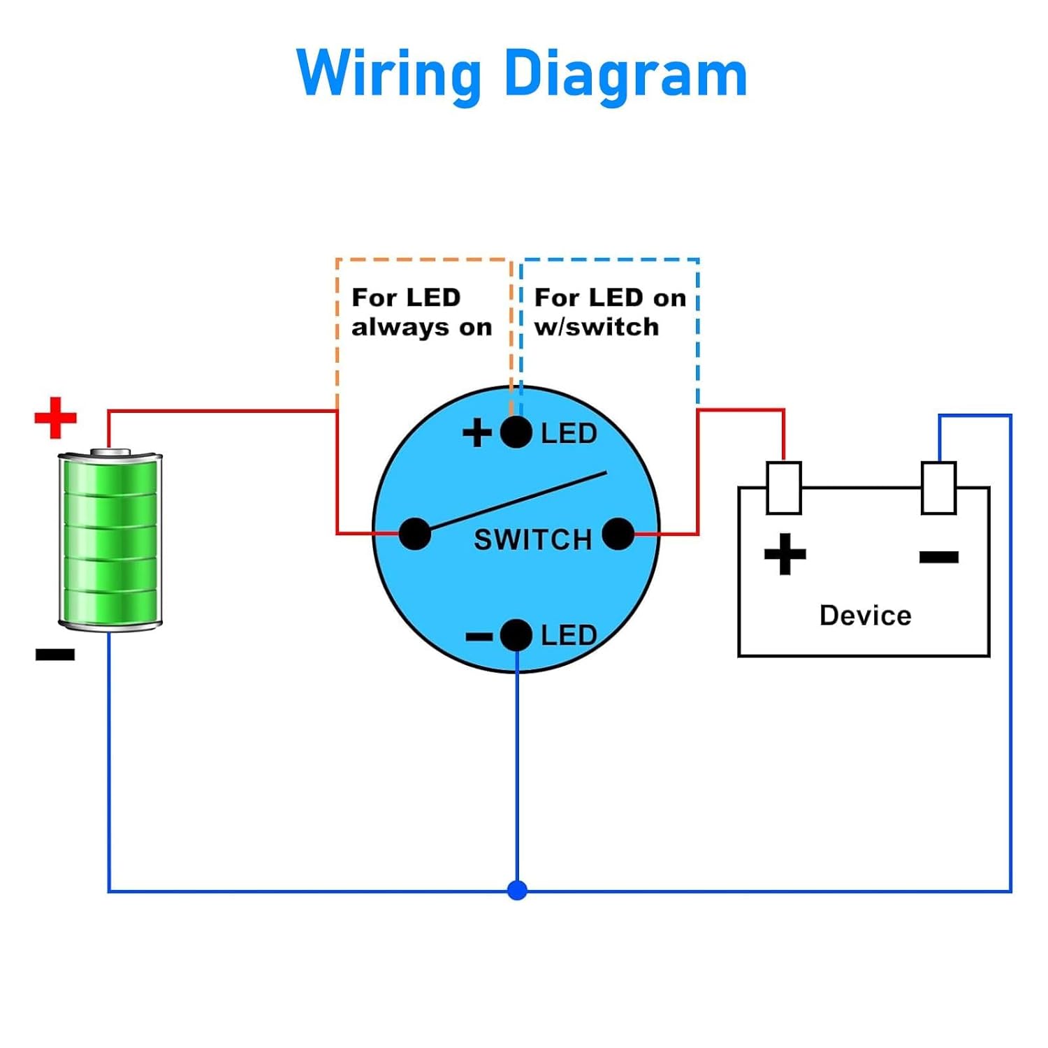 Linkstyle Linkstyle 5Pcs 12mm Latching Push Button Switch, Waterproof SPDT ON Off Self-Locking Switch Metal with Pre-Wired and LED for Boat Car - View 6 of 7