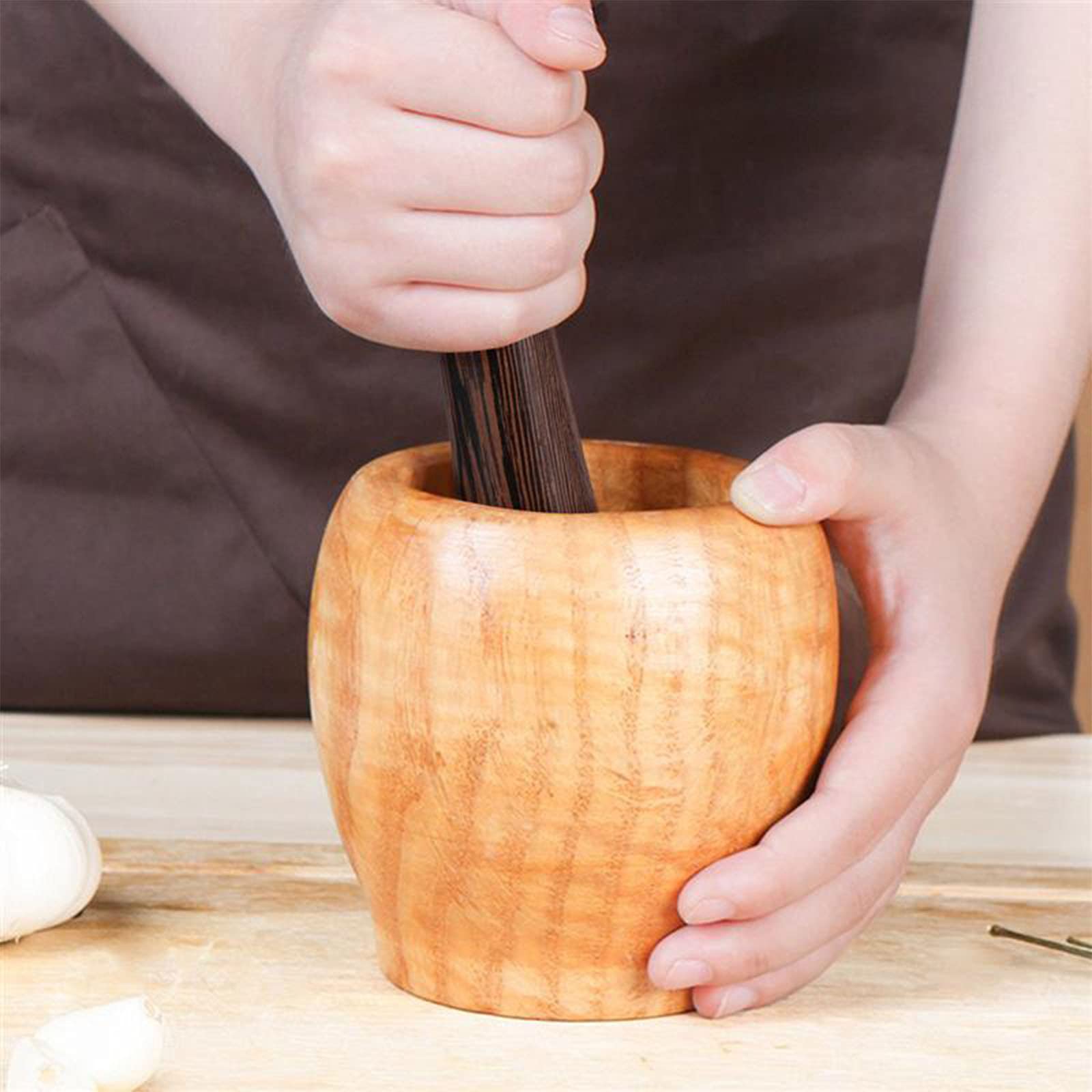 SHixu Handmade Wooden Pestle Food Spice Grinding Stick Wood Mortar Pestle Bar Accessories and Cocktail Stick Tools Suitable for Home Kitchens and Bartenders - View 5 of 5