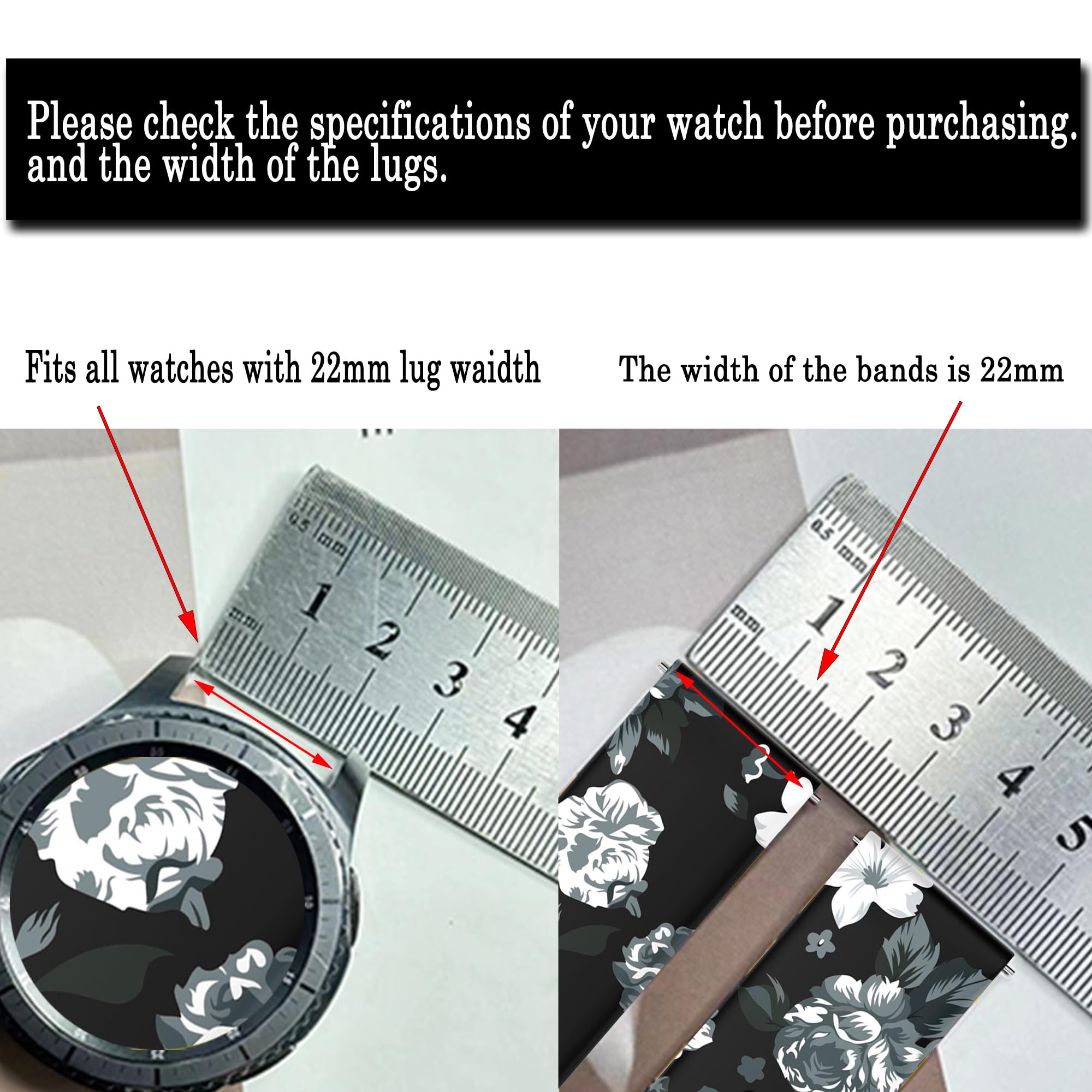 TOOLAIK TOOLAIK Florai 22mm watch band Compatible for Samsung galaxy watch 3 45mm Gear S3 Frontier Classic,Silicone 22mm watch band quick release for Women - View 4 of 7