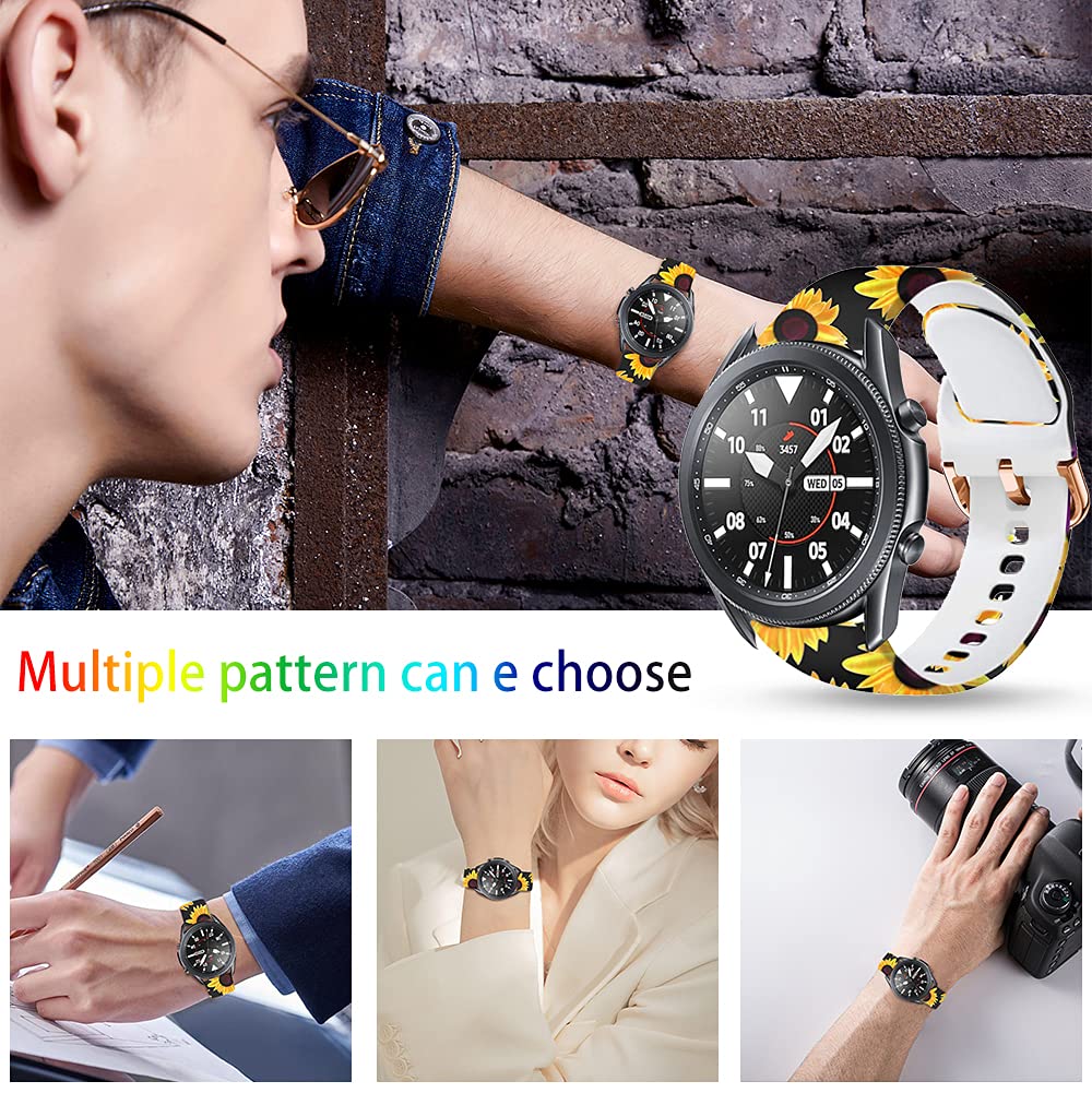 TOOLAIK TOOLAIK 22mm Premium Silicone Watch Band for Samsung Galaxy Watch, Black Sunflowers - View 6 of 9