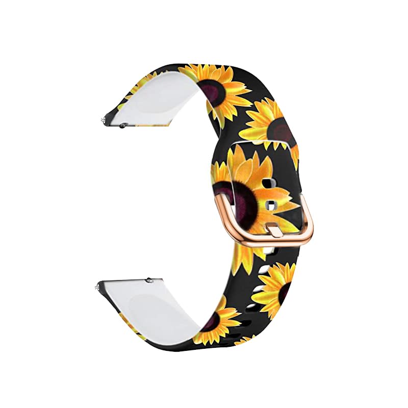 TOOLAIK TOOLAIK 22mm Premium Silicone Watch Band for Samsung Galaxy Watch, Black Sunflowers - View 9 of 9