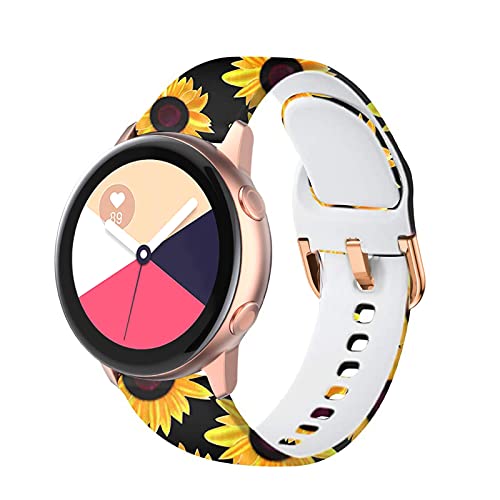 TOOLAIK 22mm Premium Silicone Watch Band for Samsung Galaxy Watch, Black Sunflowers