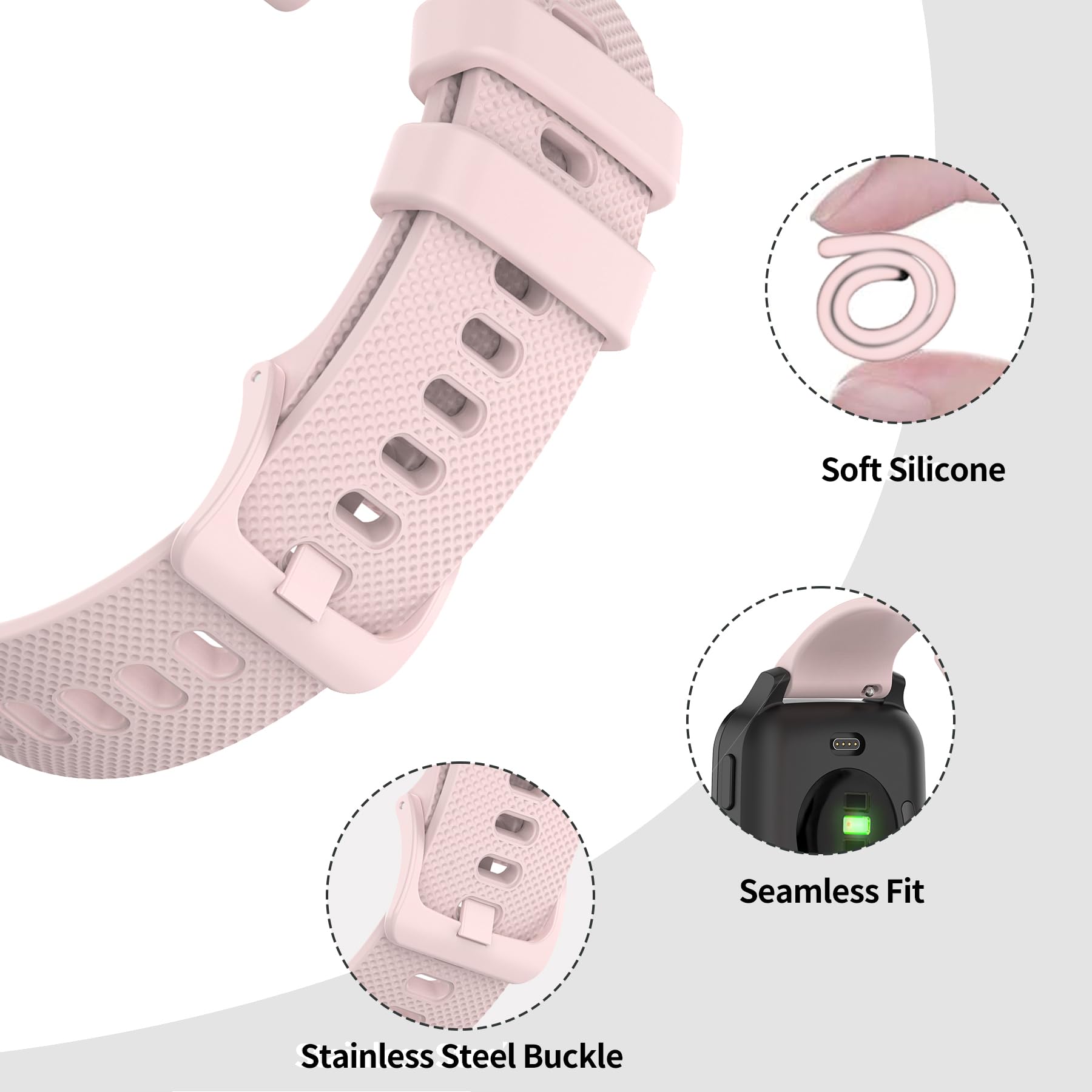 RuenTech Bands Compatible with Garmin Venu Venu Sq Venu Sq Music Band Silicone Quick Release Straps 20MM Replacement Wristband (Black Teal Pink White Gray) - View 3 of 7