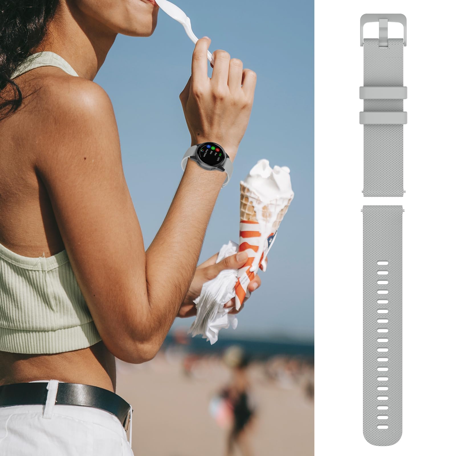 RuenTech Bands Compatible with Garmin Venu Venu Sq Venu Sq Music Band Silicone Quick Release Straps 20MM Replacement Wristband (Black Teal Pink White Gray) - View 6 of 7