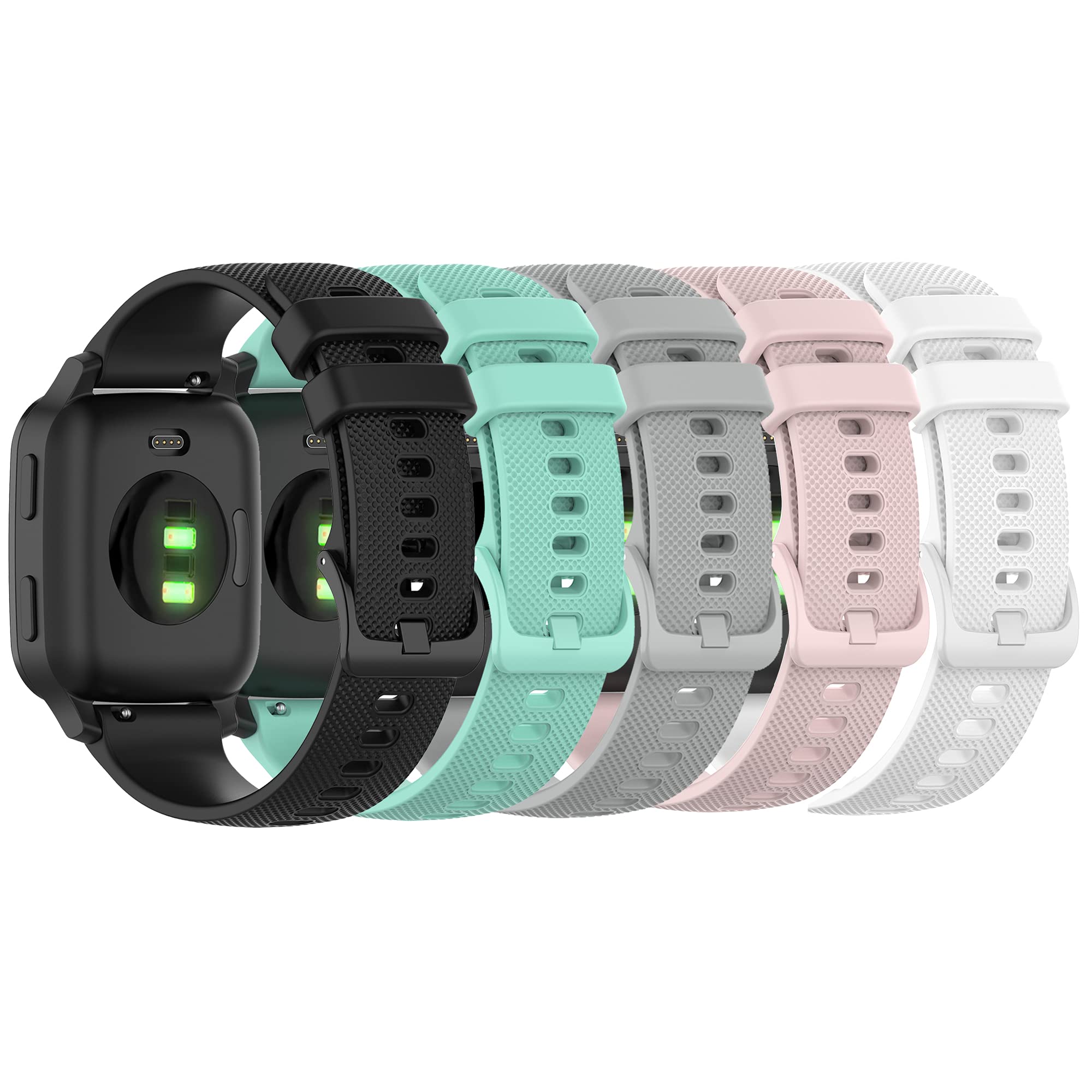 Bands Compatible with Garmin Venu Venu Sq Venu Sq Music Band Silicone Quick Release Straps 20MM Replacement Wristband (Black Teal Pink White Gray)