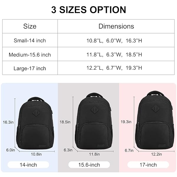 LOVEVOOK LOVEVOOK Black School Backpack for Women and Men Lightweight 15.6 Inch Laptop Compartment Bookbag for College and High School - View 3 of 7