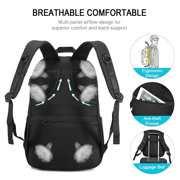 LOVEVOOK LOVEVOOK Black School Backpack for Women and Men Lightweight 15.6 Inch Laptop Compartment Bookbag for College and High School - View 5 of 7