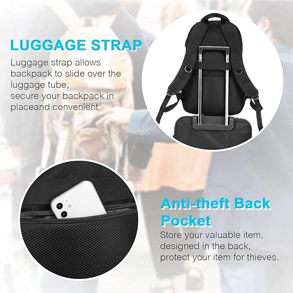 LOVEVOOK LOVEVOOK Black School Backpack for Women and Men Lightweight 15.6 Inch Laptop Compartment Bookbag for College and High School - View 7 of 7