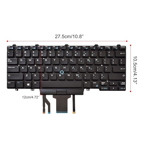SUNMALL SUNMALL Backlit Keyboard Replacement for Dell Latitude E5450 E5470 E5480 E7450 E7470 E7480 14 5480 5488 5490 5491 7480 7490 US Layout USB - View 8 of 8