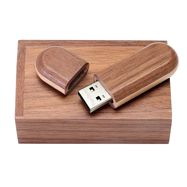 Fire Stone USB 2.0 Flash Drive 64GB Two-Color Wood Memory Stick with Wooden Box Tan - View 4 of 9