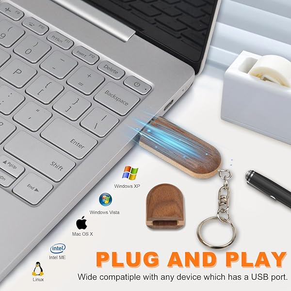 Fire Stone USB 2.0 Flash Drive 64GB Two-Color Wood Memory Stick with Wooden Box Tan - View 6 of 9