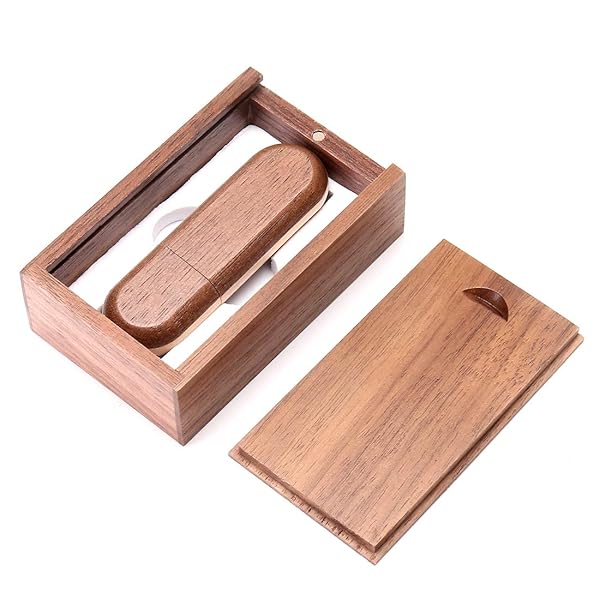 Fire Stone USB 2.0 Flash Drive 64GB Two-Color Wood Memory Stick with Wooden Box Tan - View 8 of 9