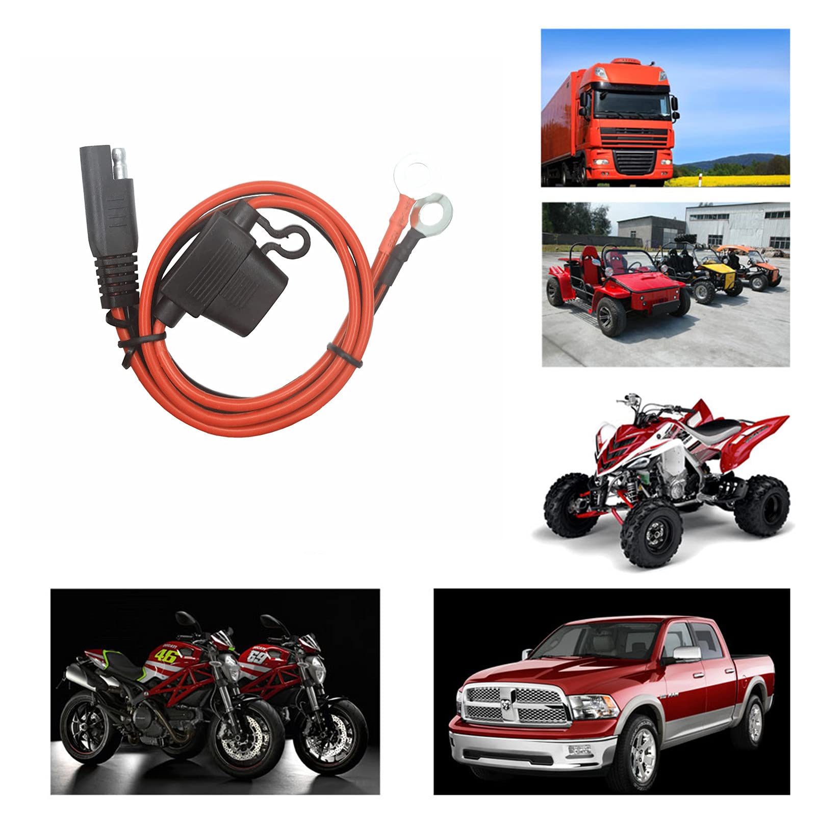 AEISVIK AEISVIK O Ring Terminal Cable - 2FT SAE Connector, SAE Plug to Battery Charger Cord, Solar Panel Cord Ring Terminal Harness Extension Adapter 2 Pin - View 6 of 9