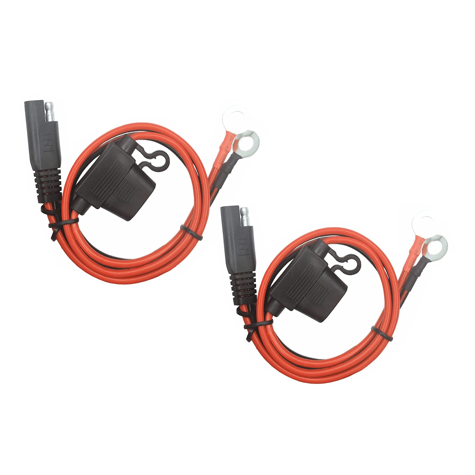 AEISVIK O Ring Terminal Cable - 2FT SAE Connector, SAE Plug to Battery Charger Cord, Solar Panel Cord Ring Terminal Harness Extension Adapter 2 Pin