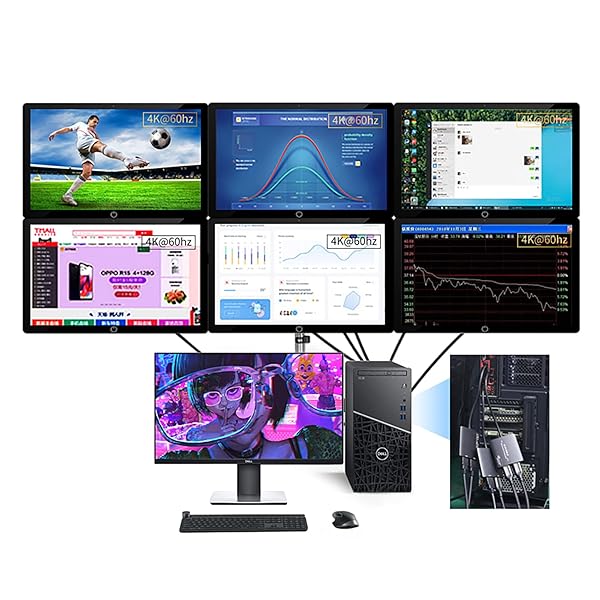 ELECABLE USB 3.0 Dual HDMI Adapter DisplayLink DL-6950 4K60Hz Graphics Card for Dual Monitor Windows Mac Android Chrome OS Ubuntu - View 4 of 5