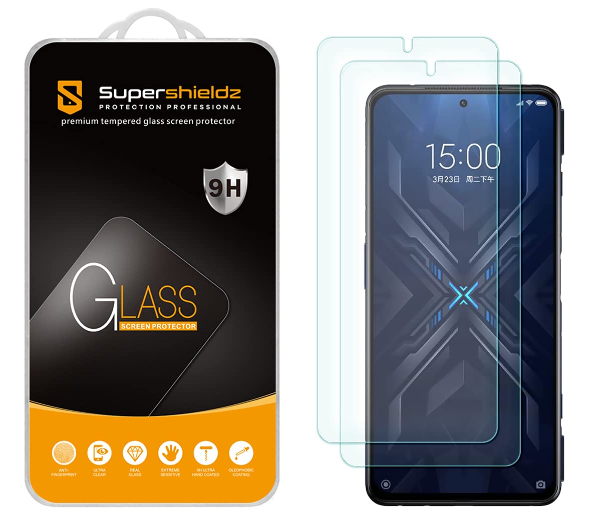 Supershieldz (2 Pack) Designed for Xiaomi Black Shark 4 Black Shark 4 Pro Tempered Glass Screen Protector, Anti Scratch, Bubble Free