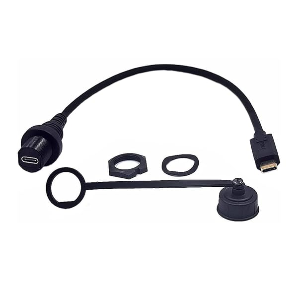 Kework Kework 0.3 Meter USB 3.1 Type C Flush Mount Cable 3A 10Gbps Male to Female Extender for Car Truck Boat Motorcycle Gold Plated Plugs - View 2 of 6